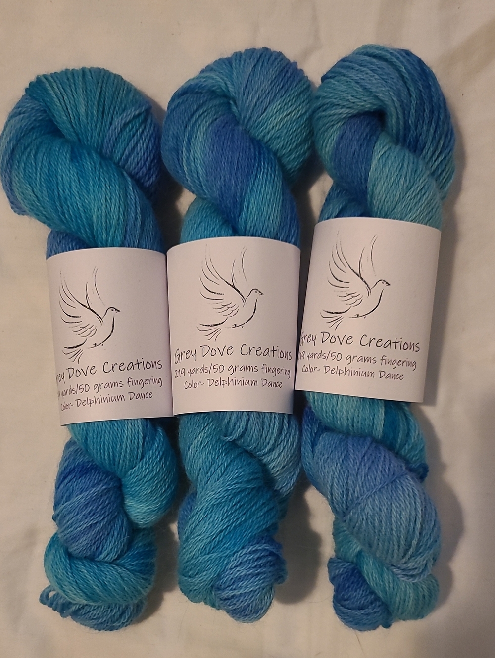 Hand-dyed Yarn, Colorway Delphinium Dance 3 Pk, By Grey Dove Creations
